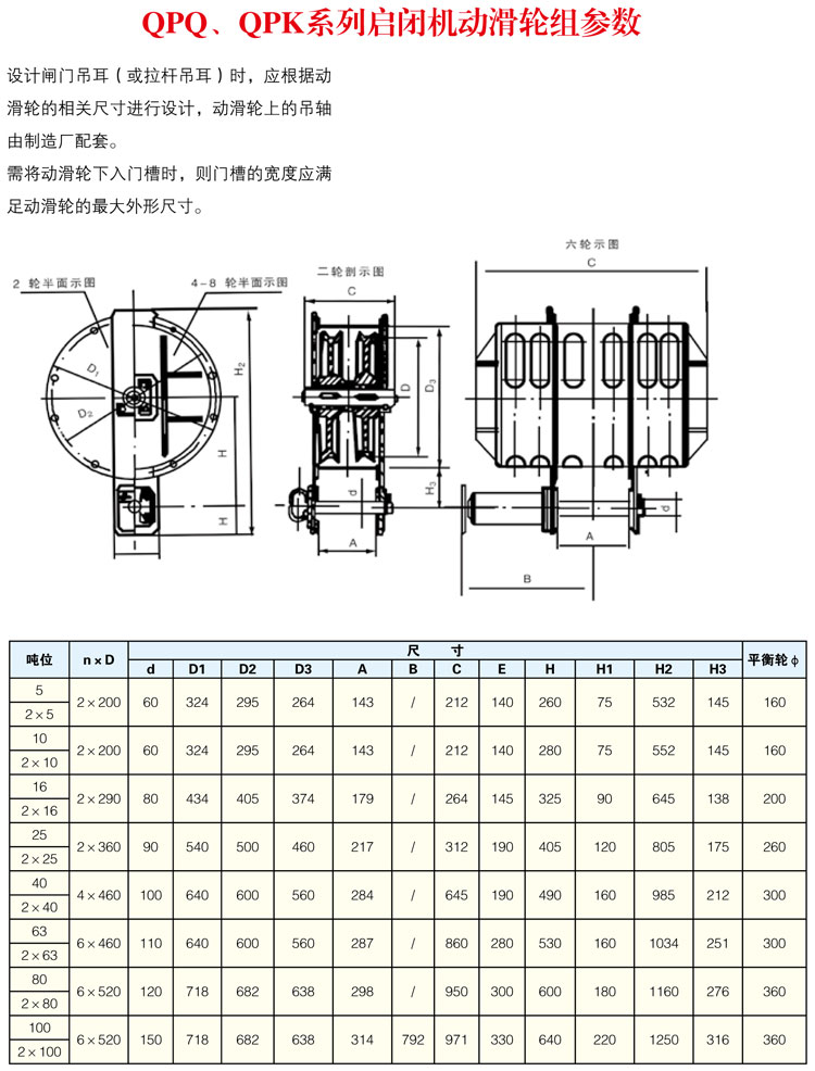 QPQ、QPK系列啟閉機動滑輪組